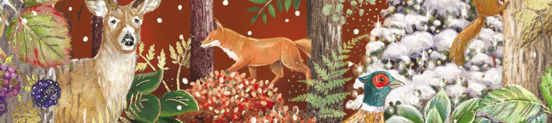 Picture of fox and badger in Christmas setting