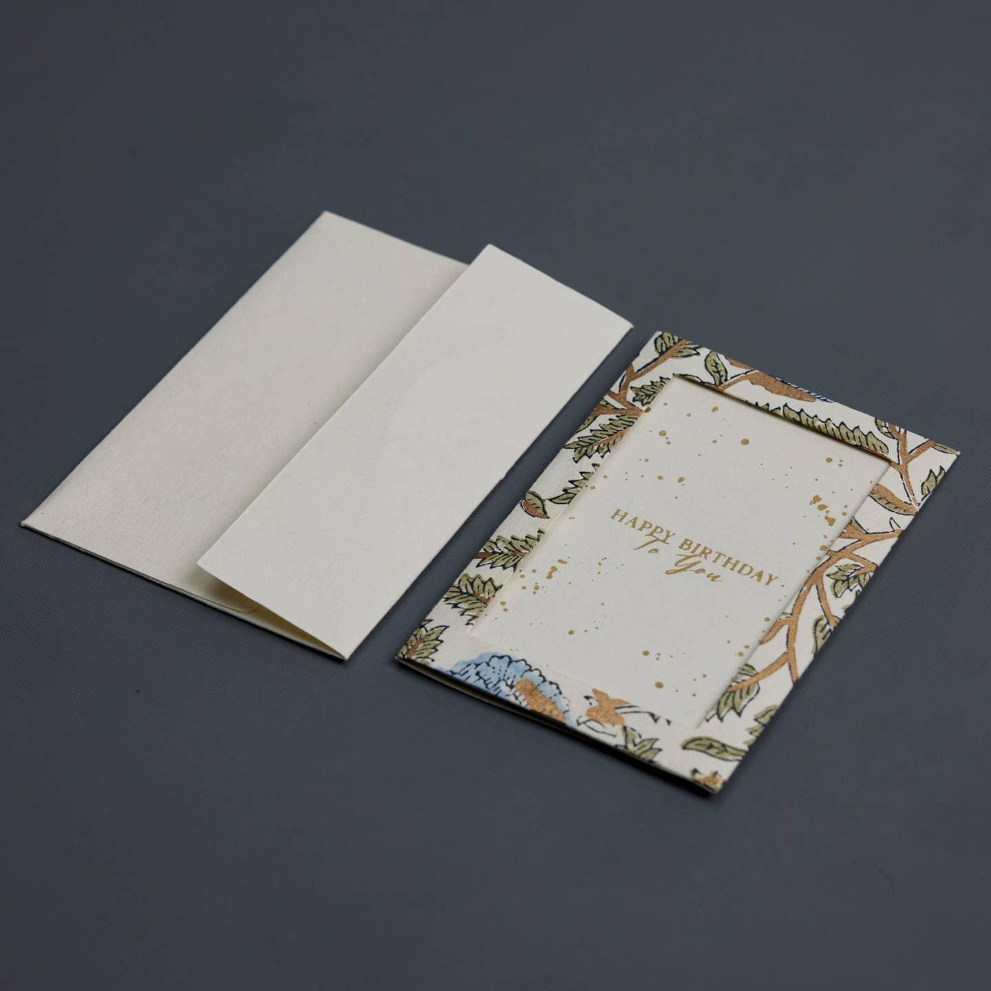 Marigold Glitz Blue Stone - Keepsake Block Printed Greeting Card/Photo frame