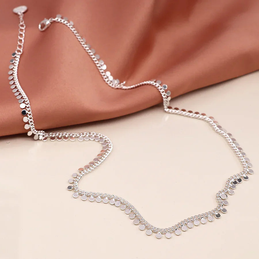 POM - Silver Plated Multi Disc & Chain Necklace