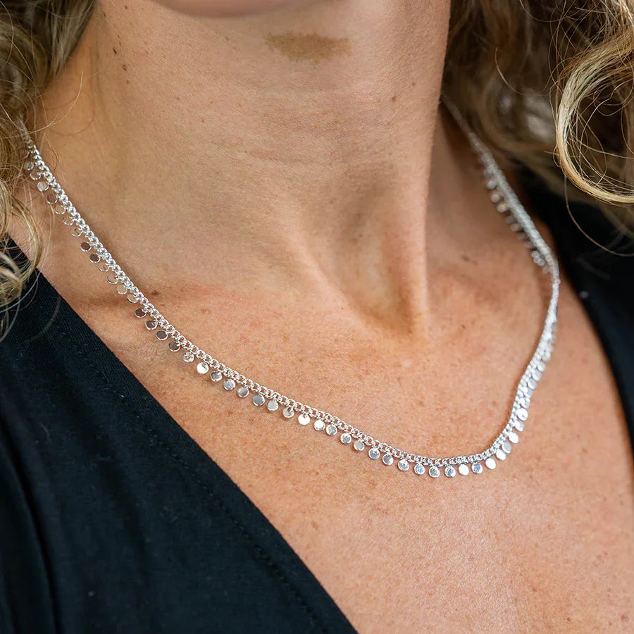 POM - Silver Plated Multi Disc & Chain Necklace