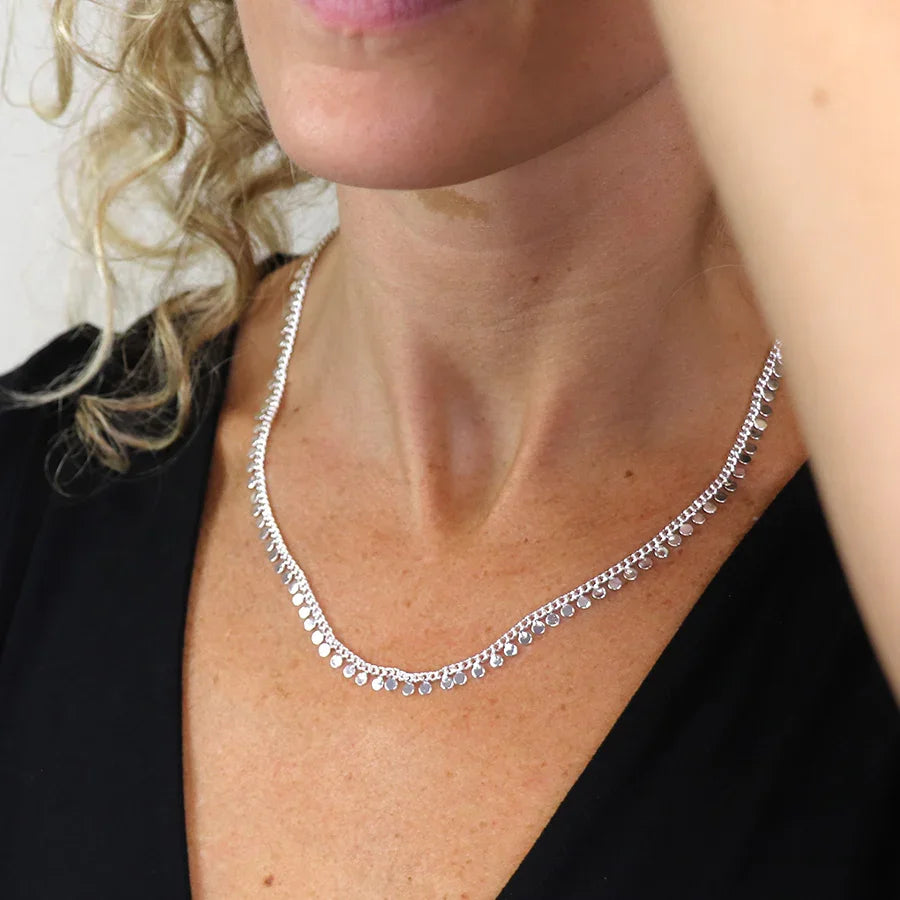POM - Silver Plated Multi Disc & Chain Necklace