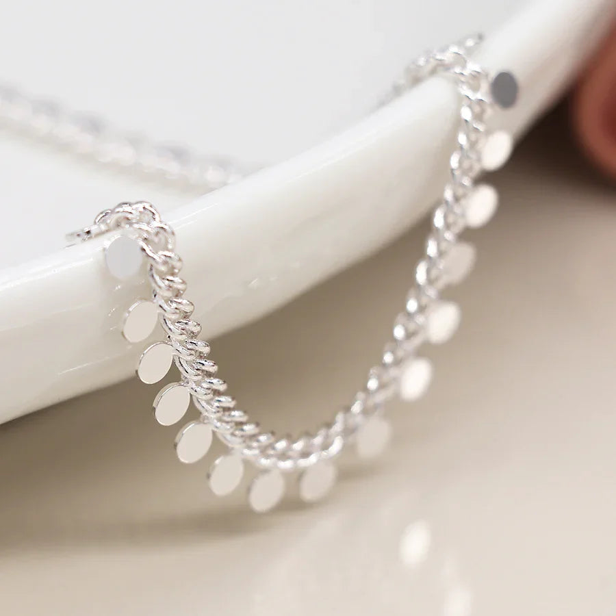 POM - Silver Plated Multi Disc & Chain Necklace