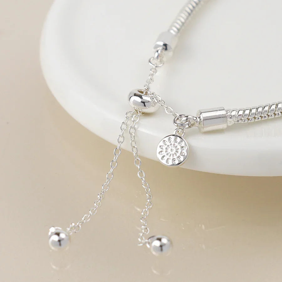 POM - Silver Plated Triple Mini Crystal Rings Bracelet