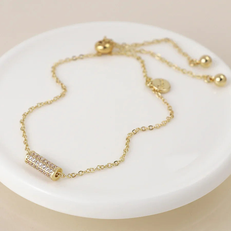 POM - Golden Crystal Cylinder Bracelet