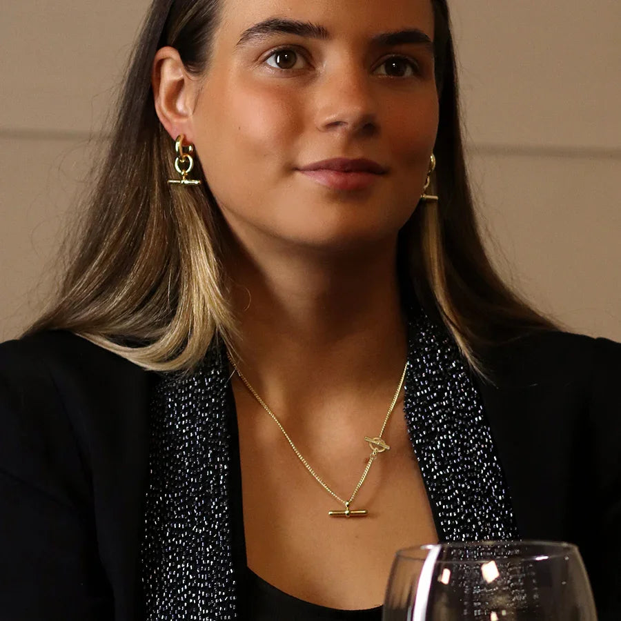 POM - Golden Chunky Chain & T-Bars Necklace