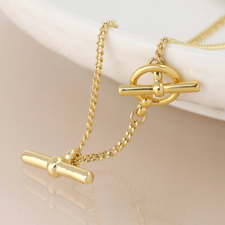 POM - Golden Chunky Chain & T-Bars Necklace