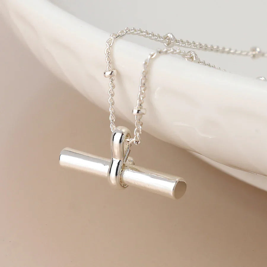 Silver Plated T-Bar Necklace