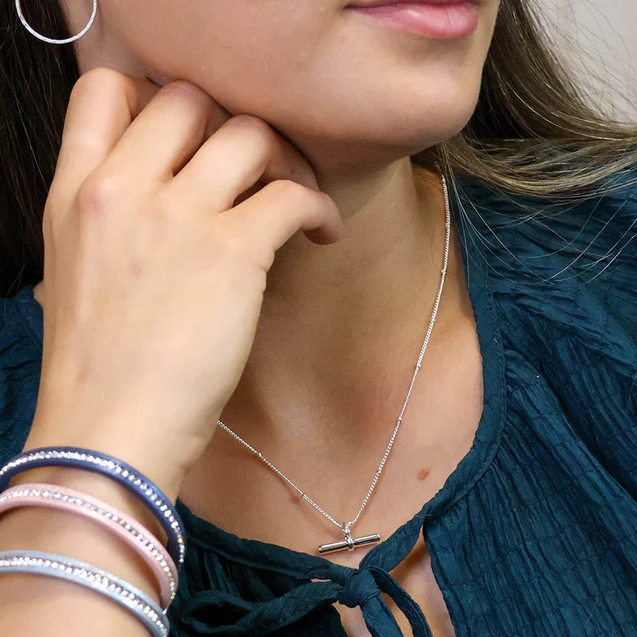 Silver Plated T-Bar Necklace