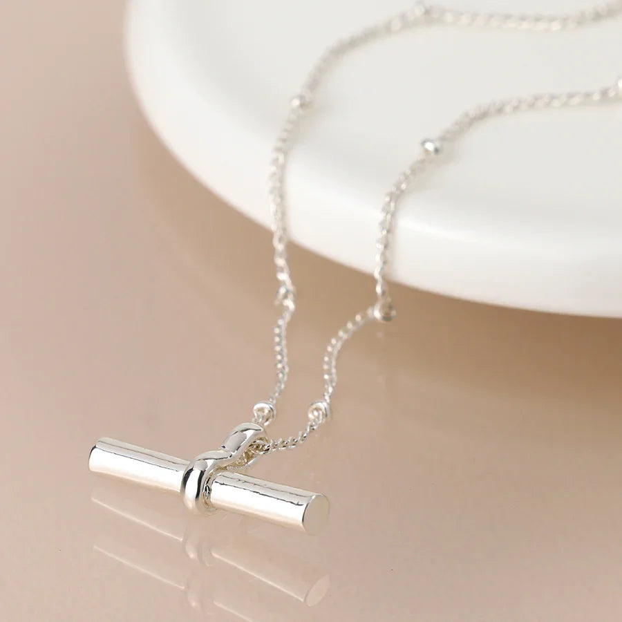 Silver Plated T-Bar Necklace