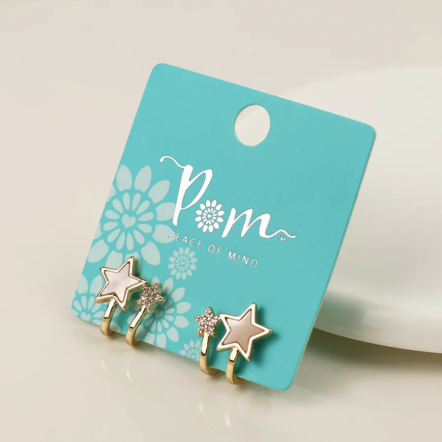 Golden Pearl & Crystal Star Earrings