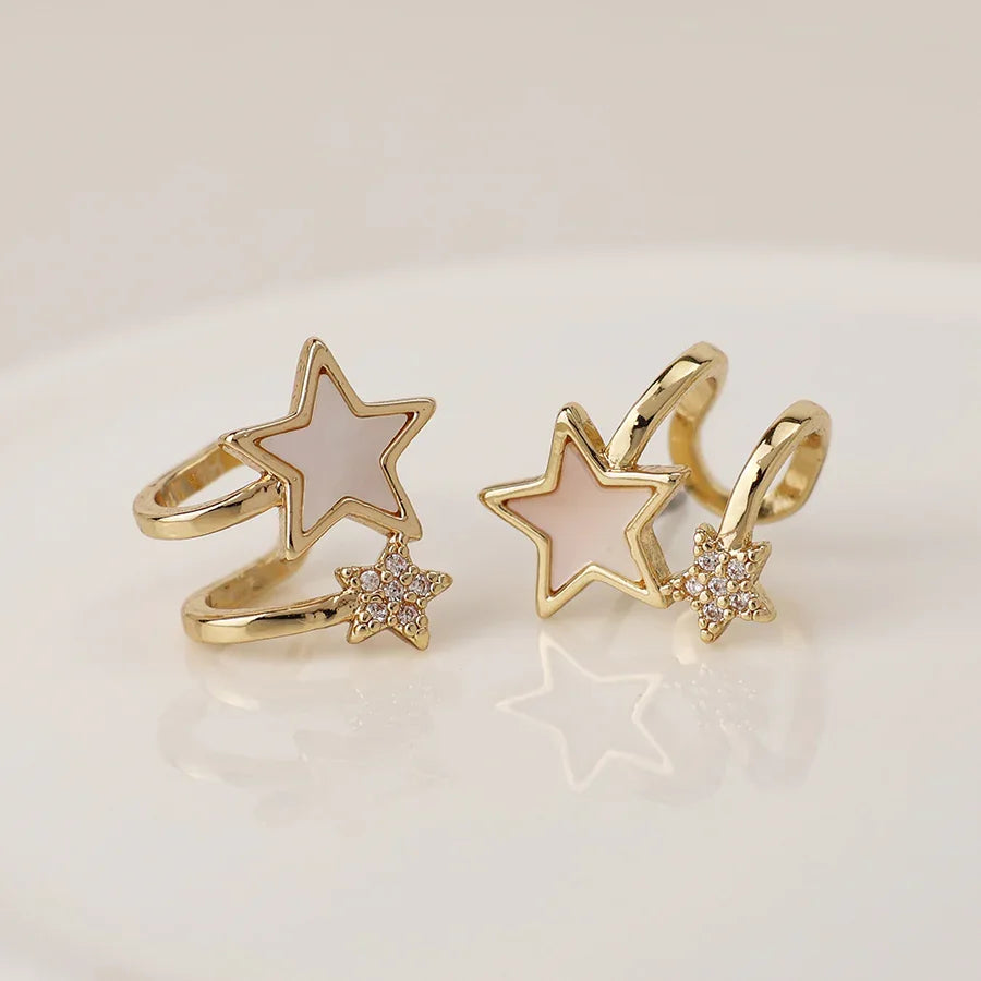 Golden Pearl & Crystal Star Earrings