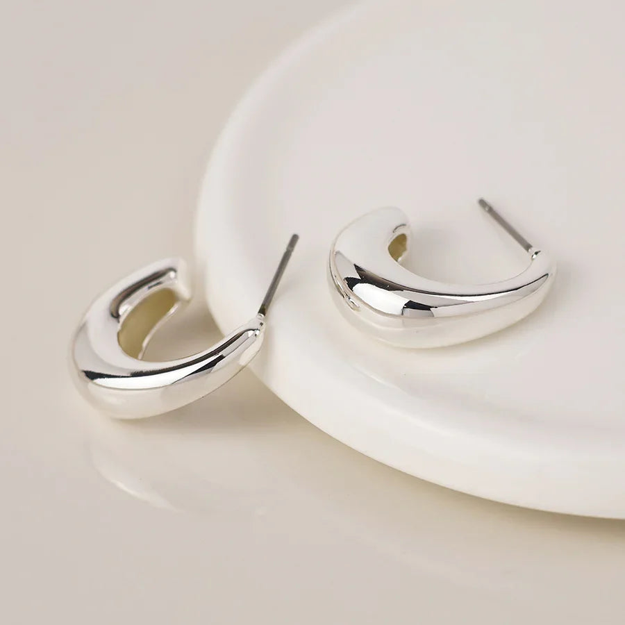 Silver Plated Smooth Curve Earrings