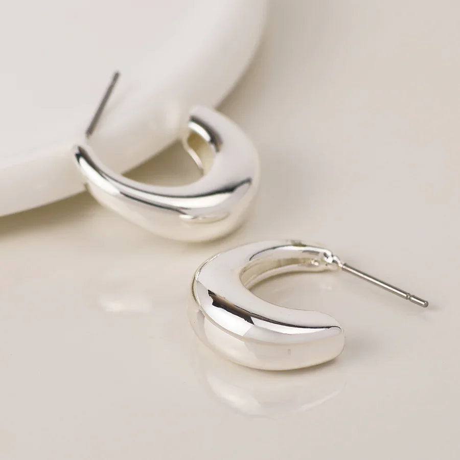 Silver Plated Smooth Curve Earrings