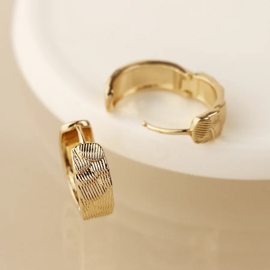 Golden Scallop Embossed Hoop Earrings