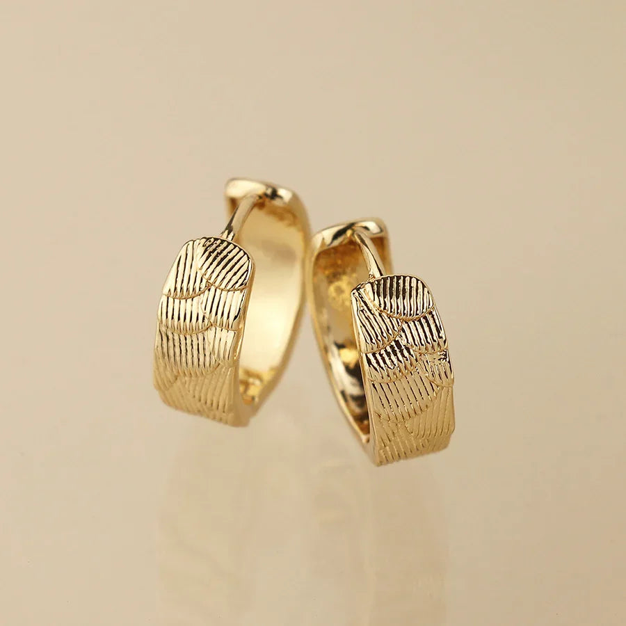 Golden Scallop Embossed Hoop Earrings