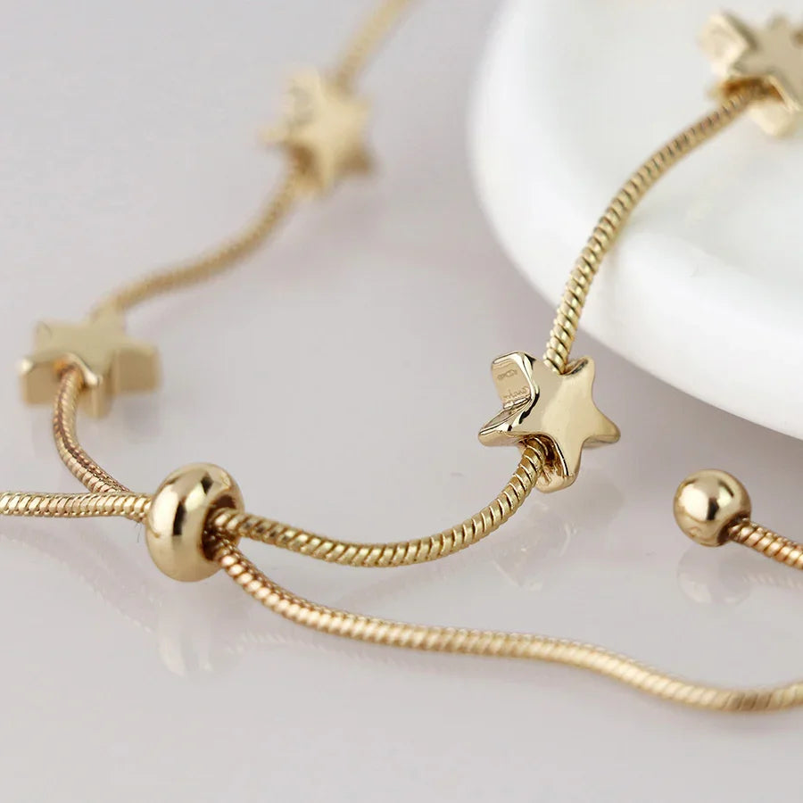 POM -Golden Snake Chain & Stars Adjustable Bracelet