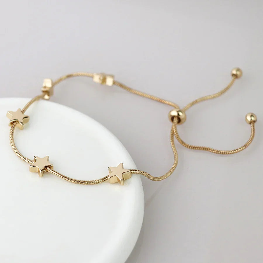 POM -Golden Snake Chain & Stars Adjustable Bracelet