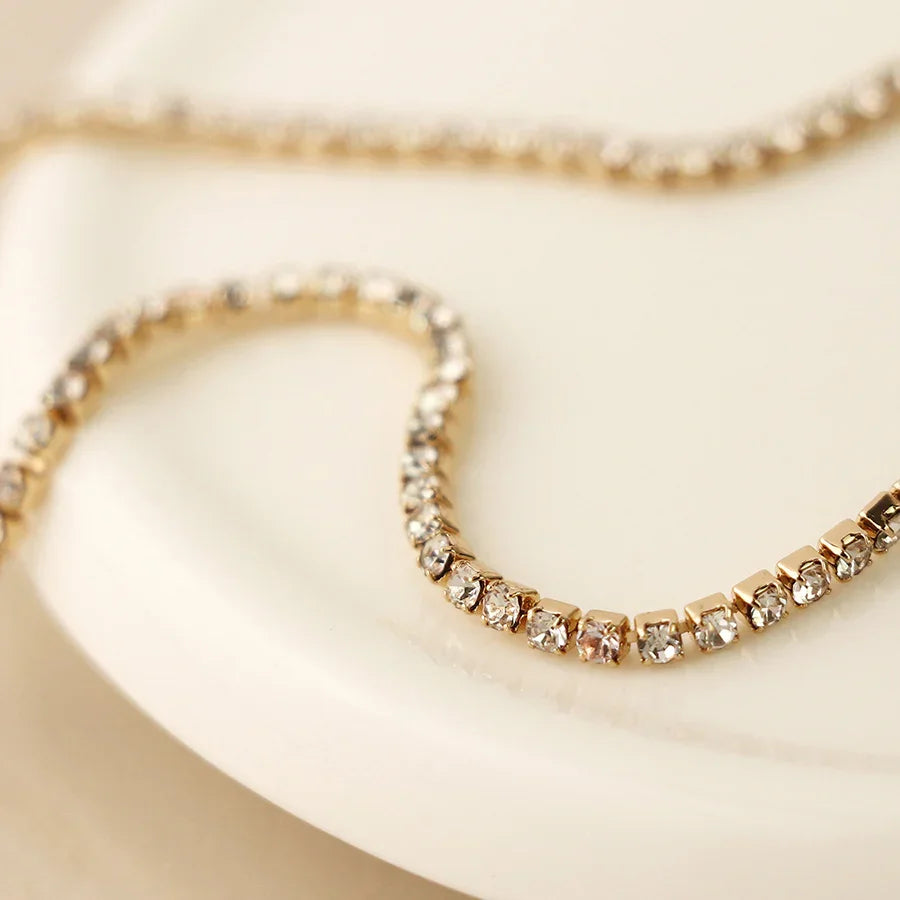 POM - Golden Elegant Fine Chain Crystal Necklace