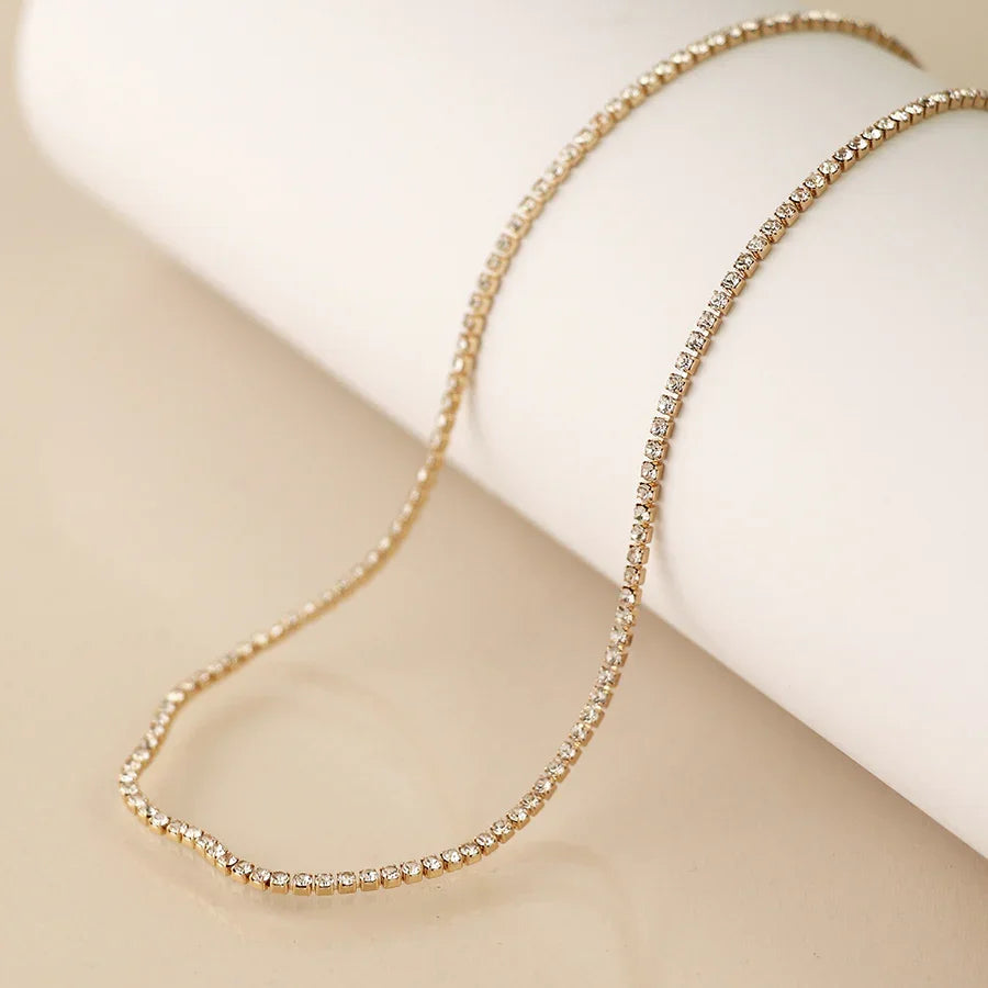 POM - Golden Elegant Fine Chain Crystal Necklace