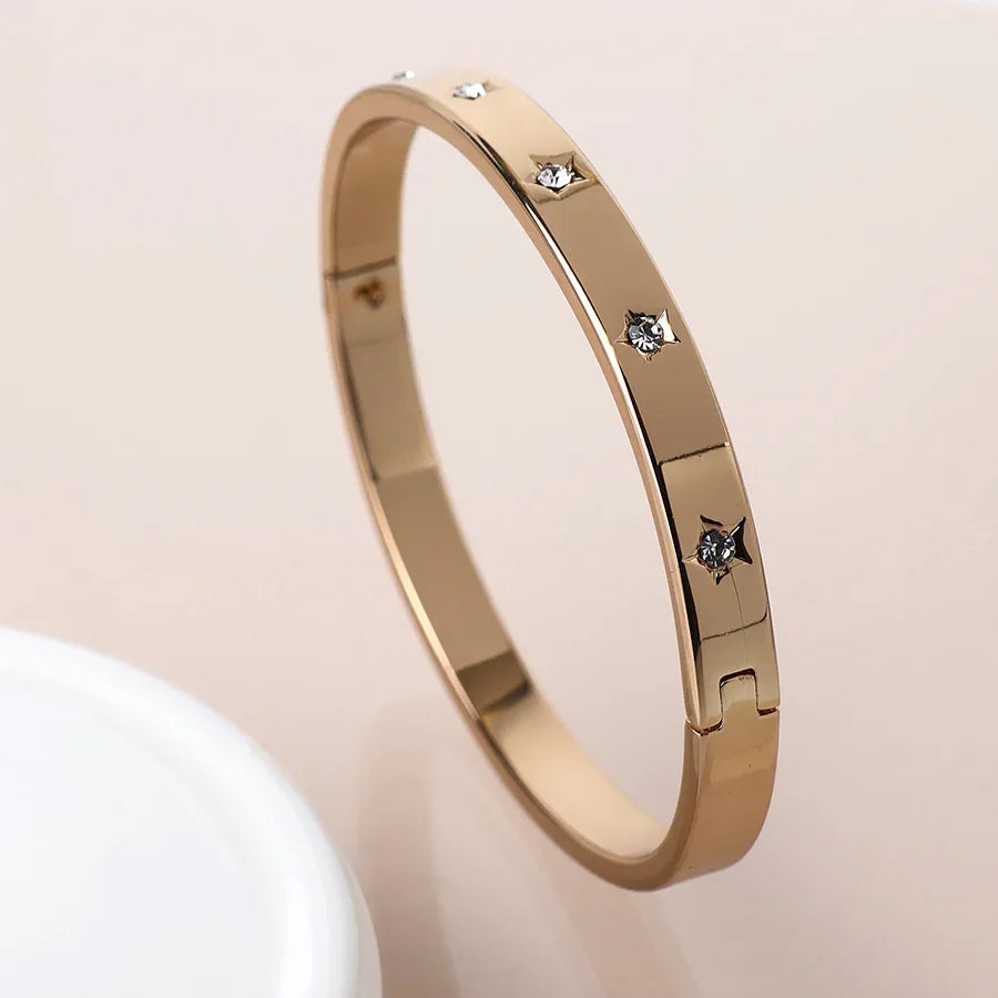 POM - Golden Crystal Stars Hinged Bangle