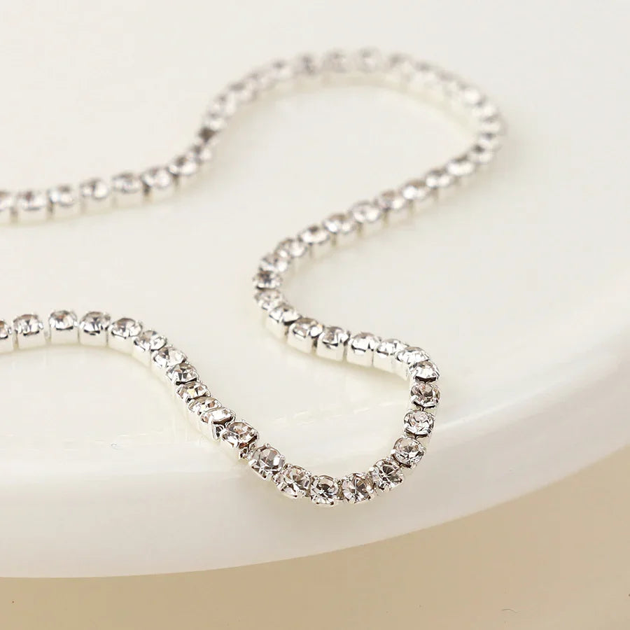 Fine Elegant Crystal Silver Plated Necklace