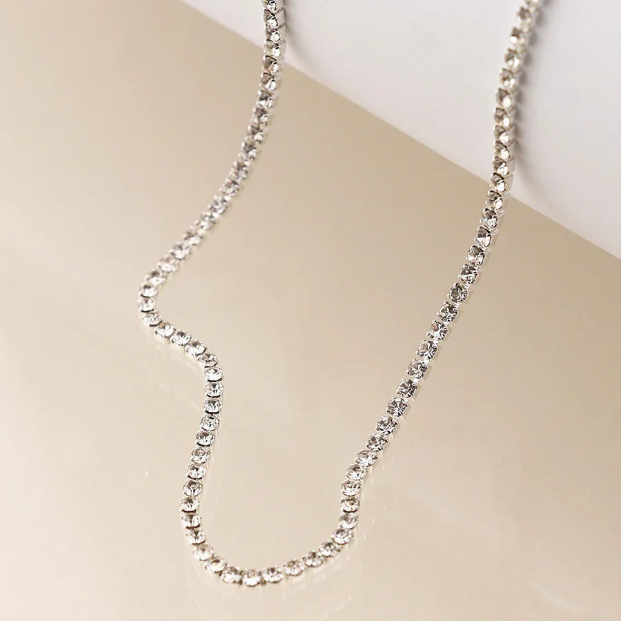 Fine Elegant Crystal Silver Plated Necklace