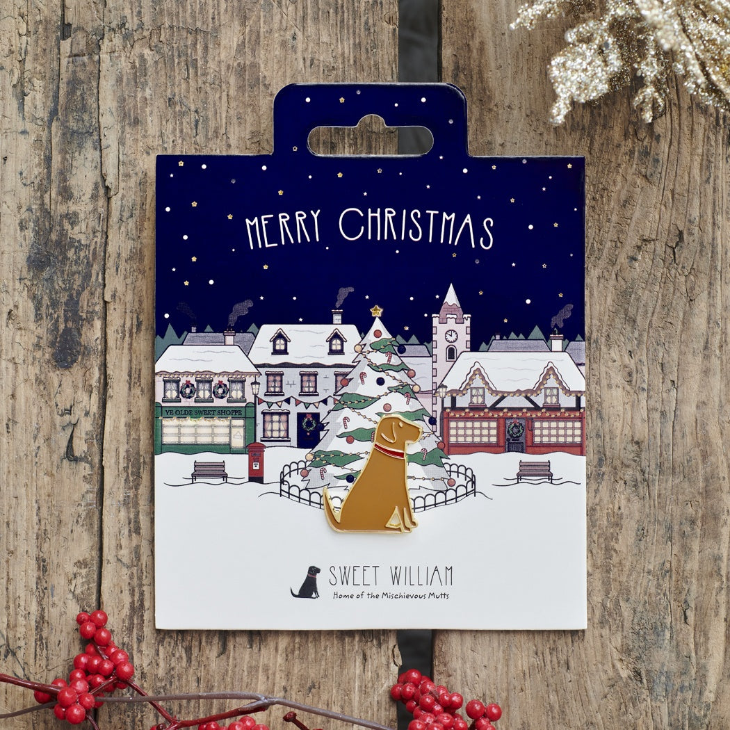 Fox Labrador Christmas Dog Pin