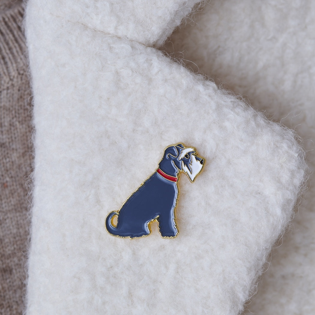 Grey Schnauzer Christmas Dog Pin