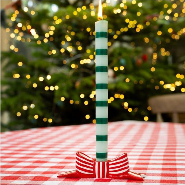 Bow Ceramic Candle Holder, Red/White