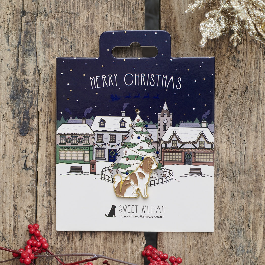 Cavalier King Charles Spaniel Christmas Dog Pin
