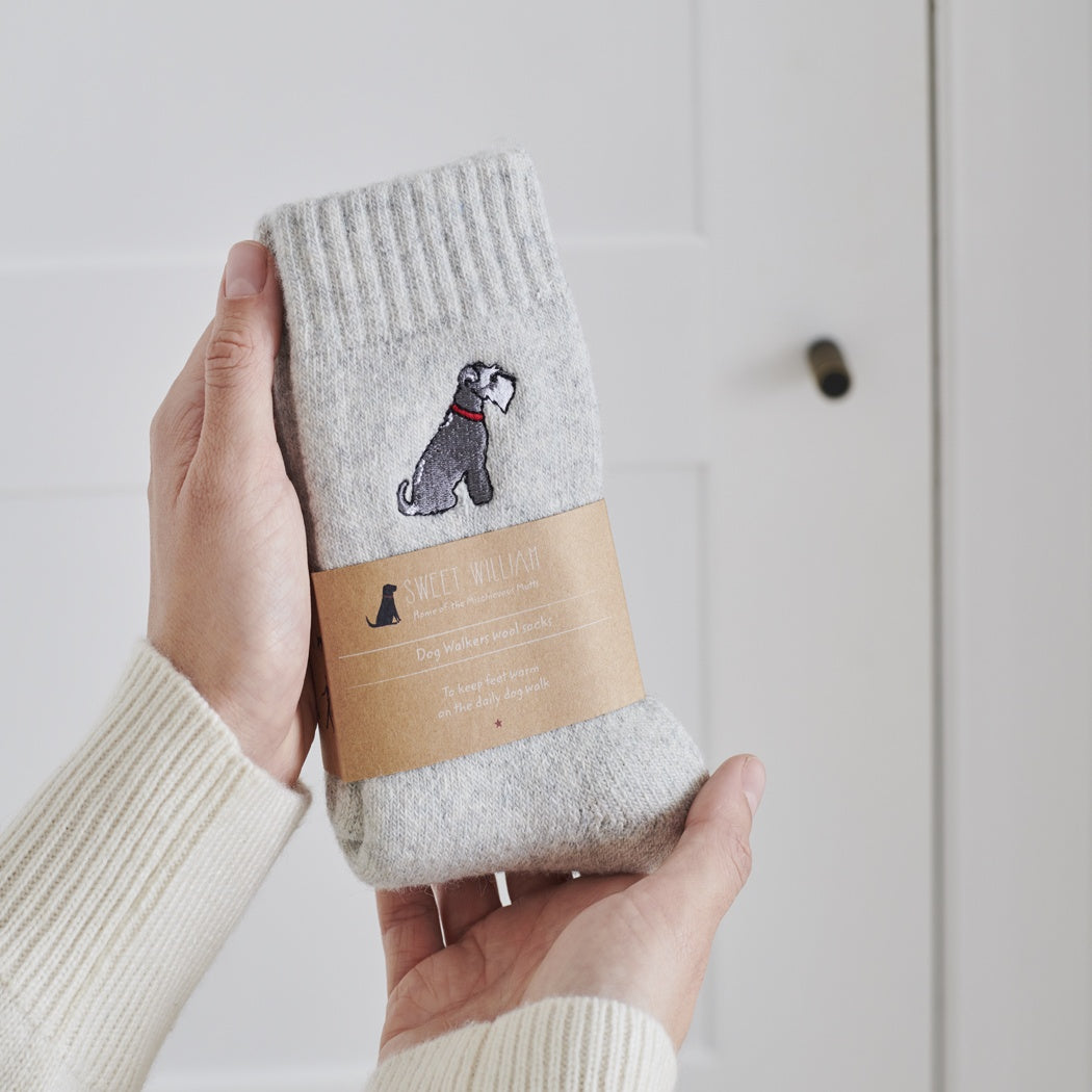 Grey Schnauzer Dog Walking Socks