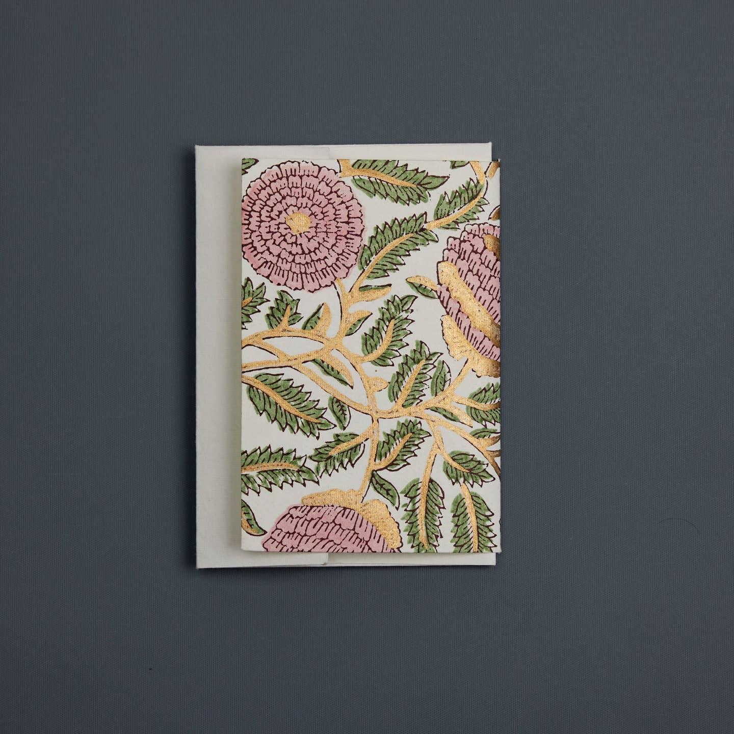 Marigold Glitz Blush - Keepsake Block Printed Greeting Card/Photo frame