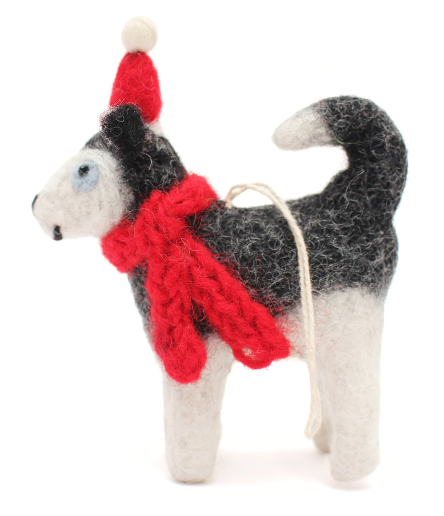 Husky with Hat & Scarf