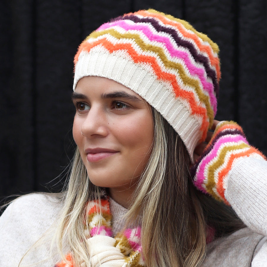 Super Soft Multi Mix Chevron Beanie Hat