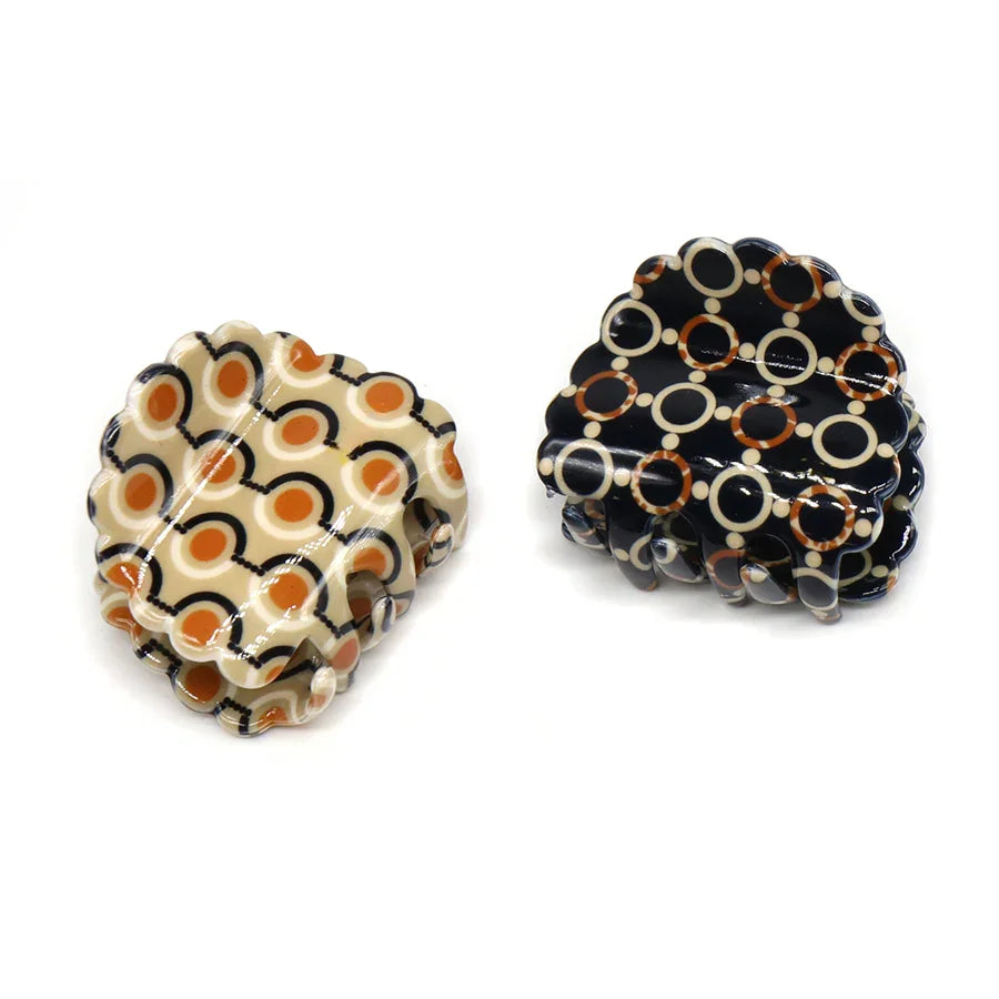 Pom - Retro Mini Claw Clip Black & Cream Duo