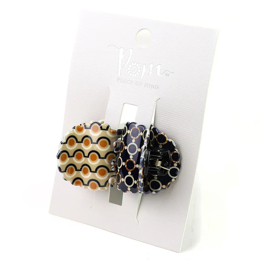 Pom - Retro Mini Claw Clip Black & Cream Duo