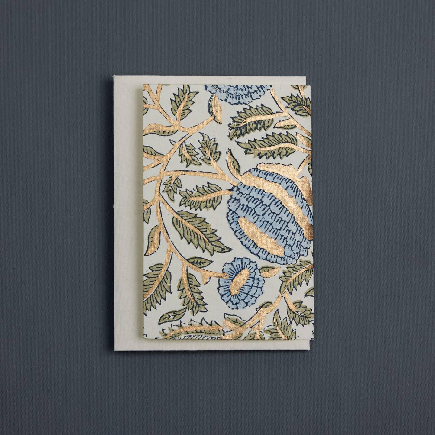 Marigold Glitz Blue Stone - Keepsake Block Printed Greeting Card/Photo frame