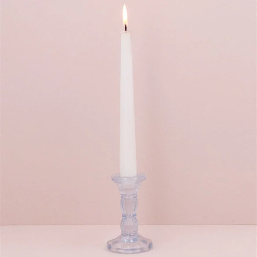 Glass Candlestick - Blue 10cm