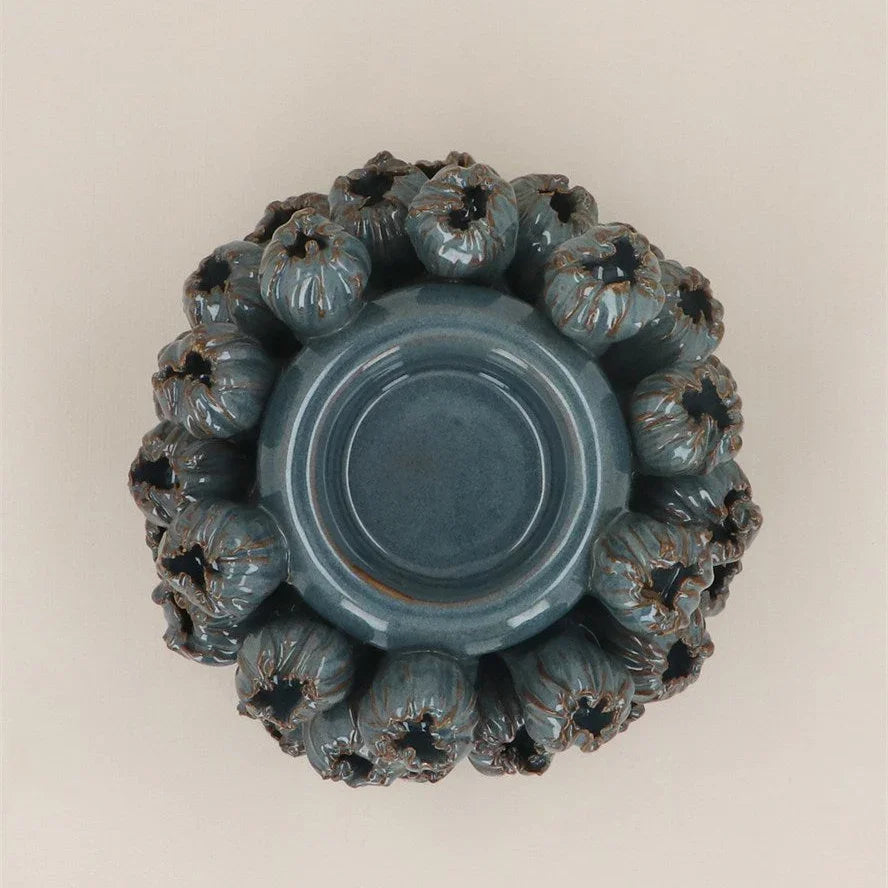 Gisela Graham - Porcelain T-Lite Holder - Blue Seed Head