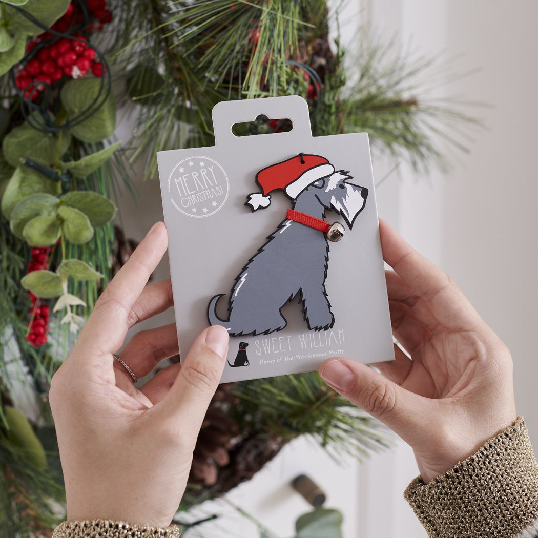 Grey Schnauzer Dog Christmas Tree Decoration