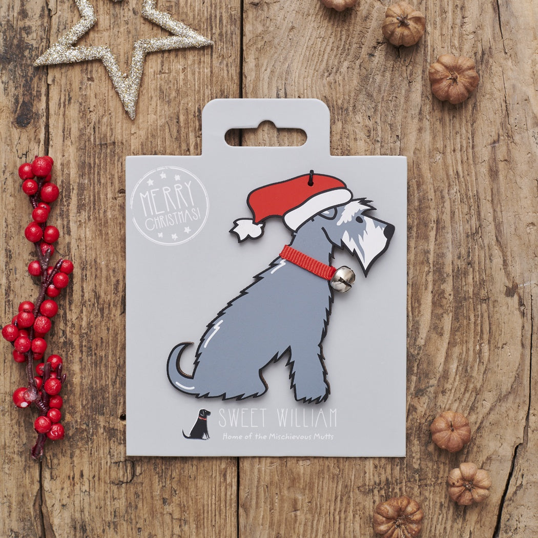 Grey Schnauzer Dog Christmas Tree Decoration