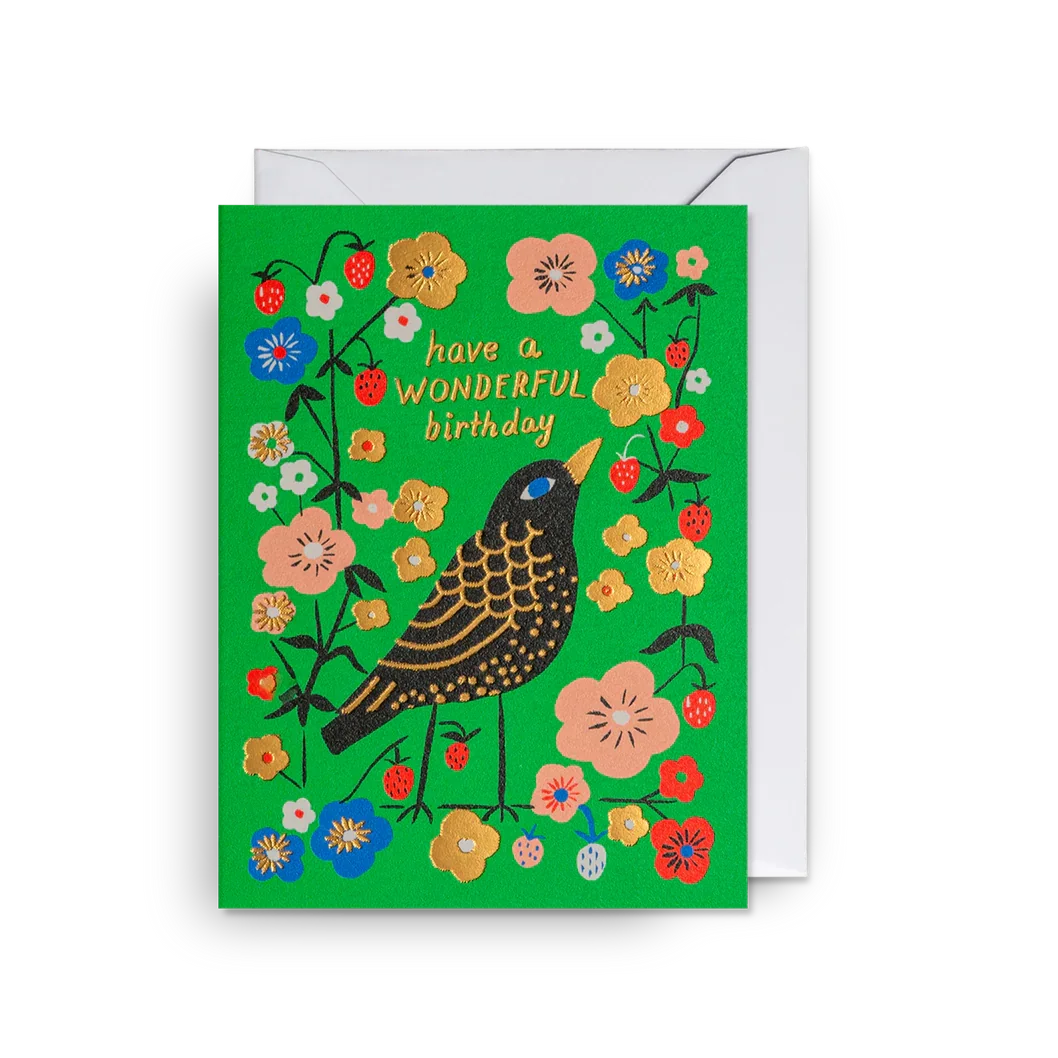 Lagom Design - Wonderful Birthday - Blackbird Mini Card