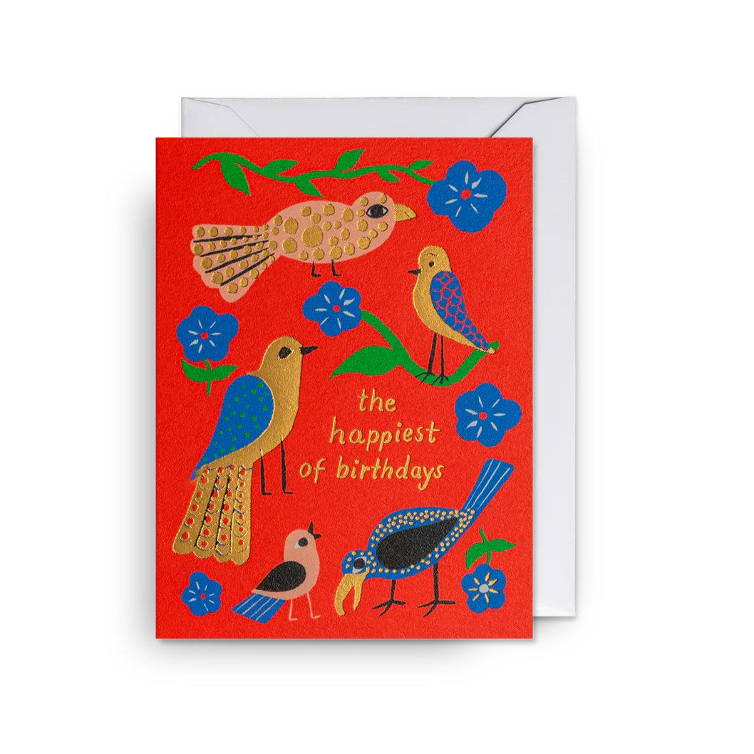 Lagom Design - The Happiest of Birthdays Illustrated Birds Mini Card