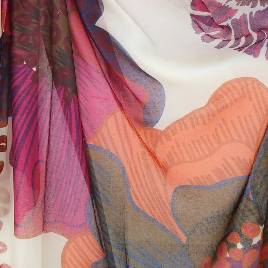 POM - Deep Red Mix Poppy Print Scarf
