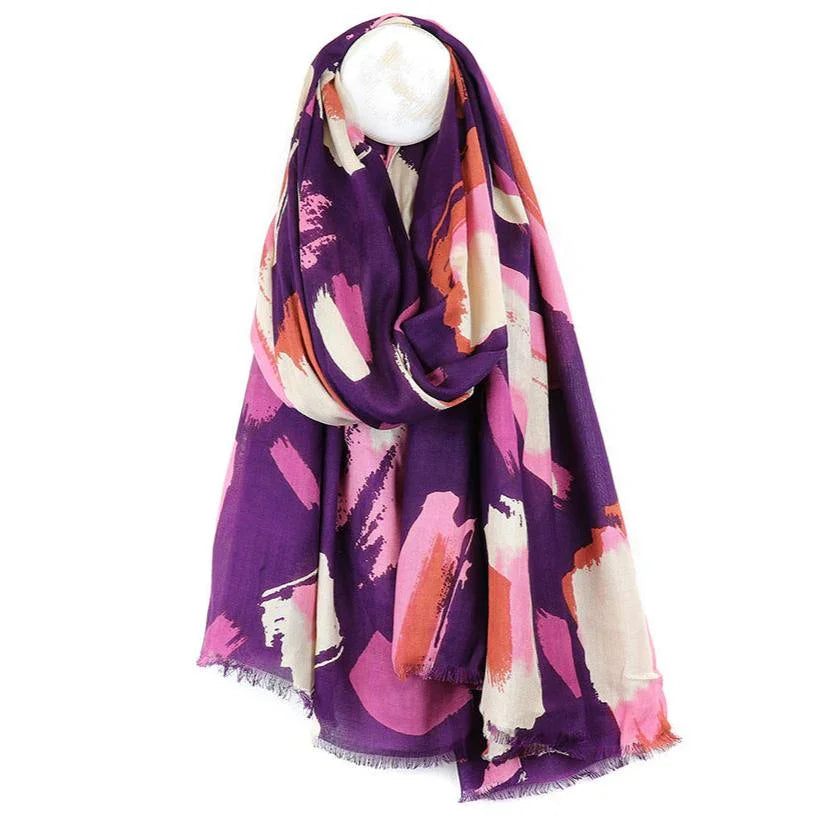 POM - Purple & Pink Paint Brush Stroke Scarf