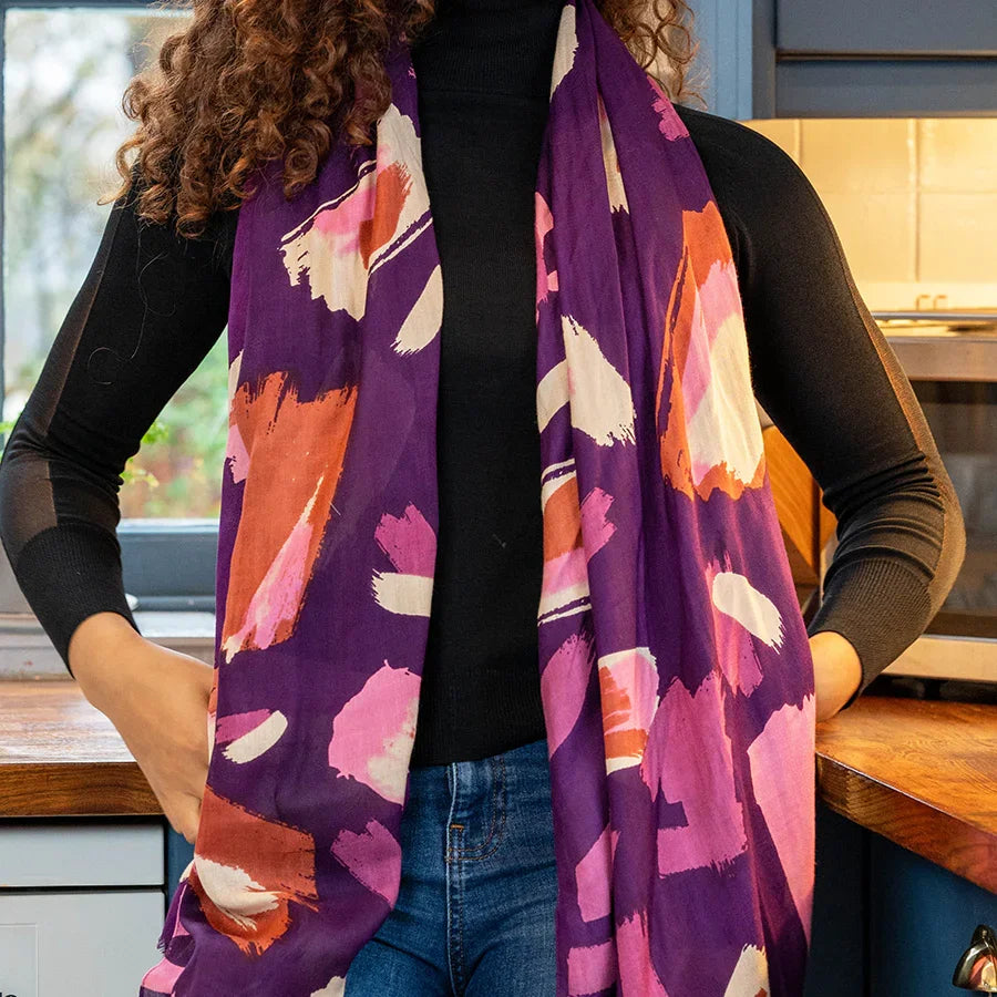 POM - Purple & Pink Paint Brush Stroke Scarf