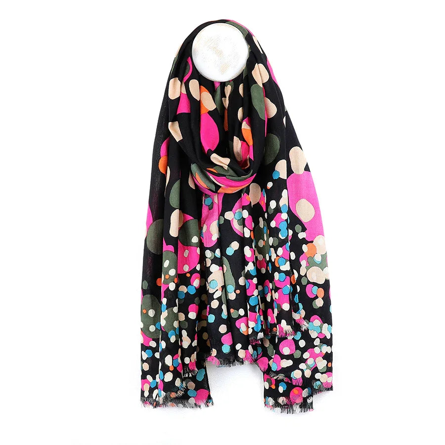 POM - Black Multi Mix Gradient Spot Print Scarf