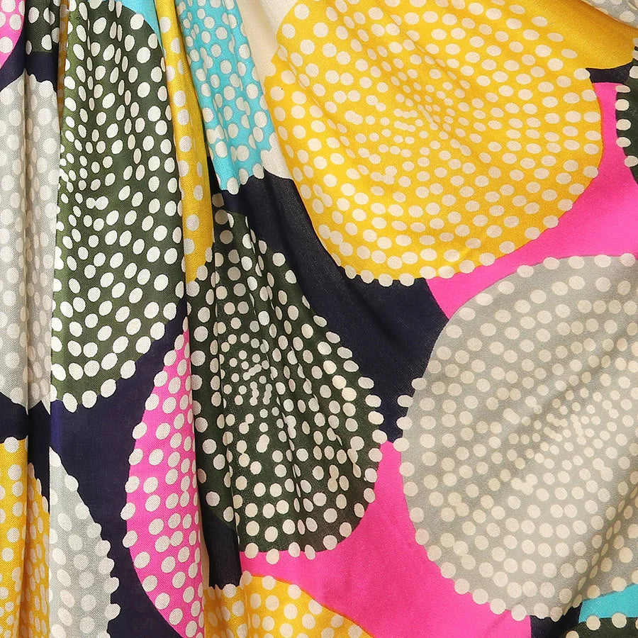 POM - Bamboo Scarf with Black & Pink Dotty Circle Print