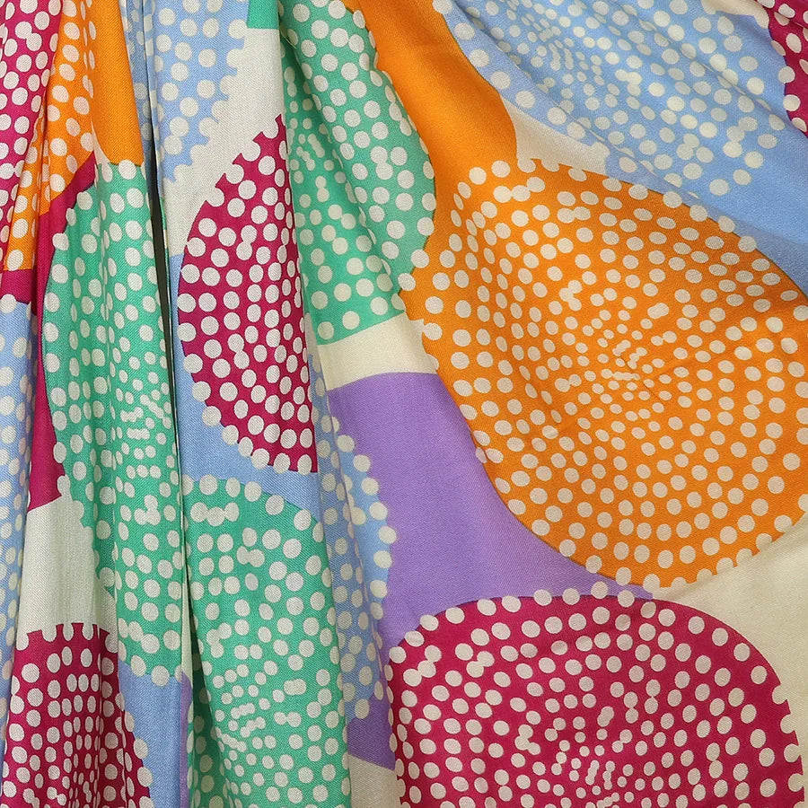 POM - Bamboo Scarf with Blue & Pink Dotty Circle Print