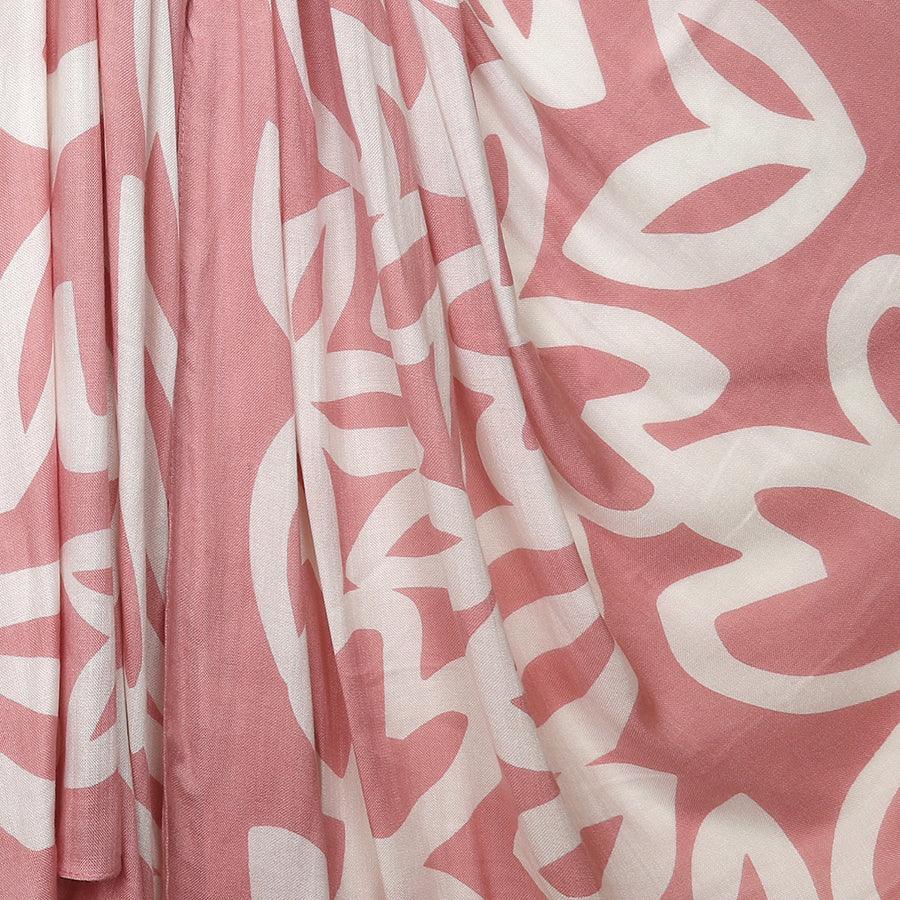 POM - Bamboo Pink and White Leaf Silhouette Print Scarf